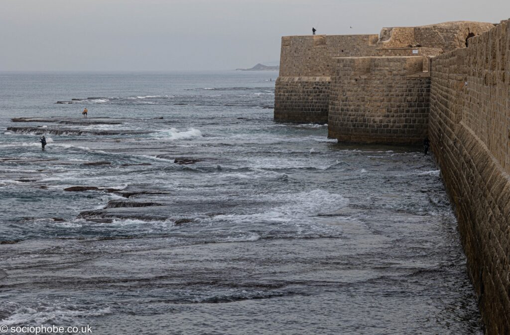 Acre City Walls with fishermen