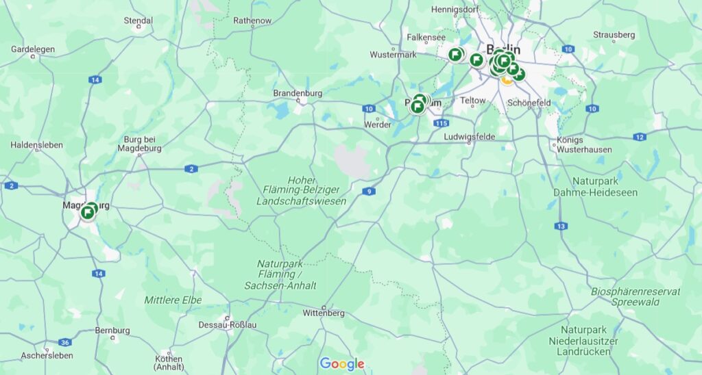 Map showing Berlin and Magdeburg